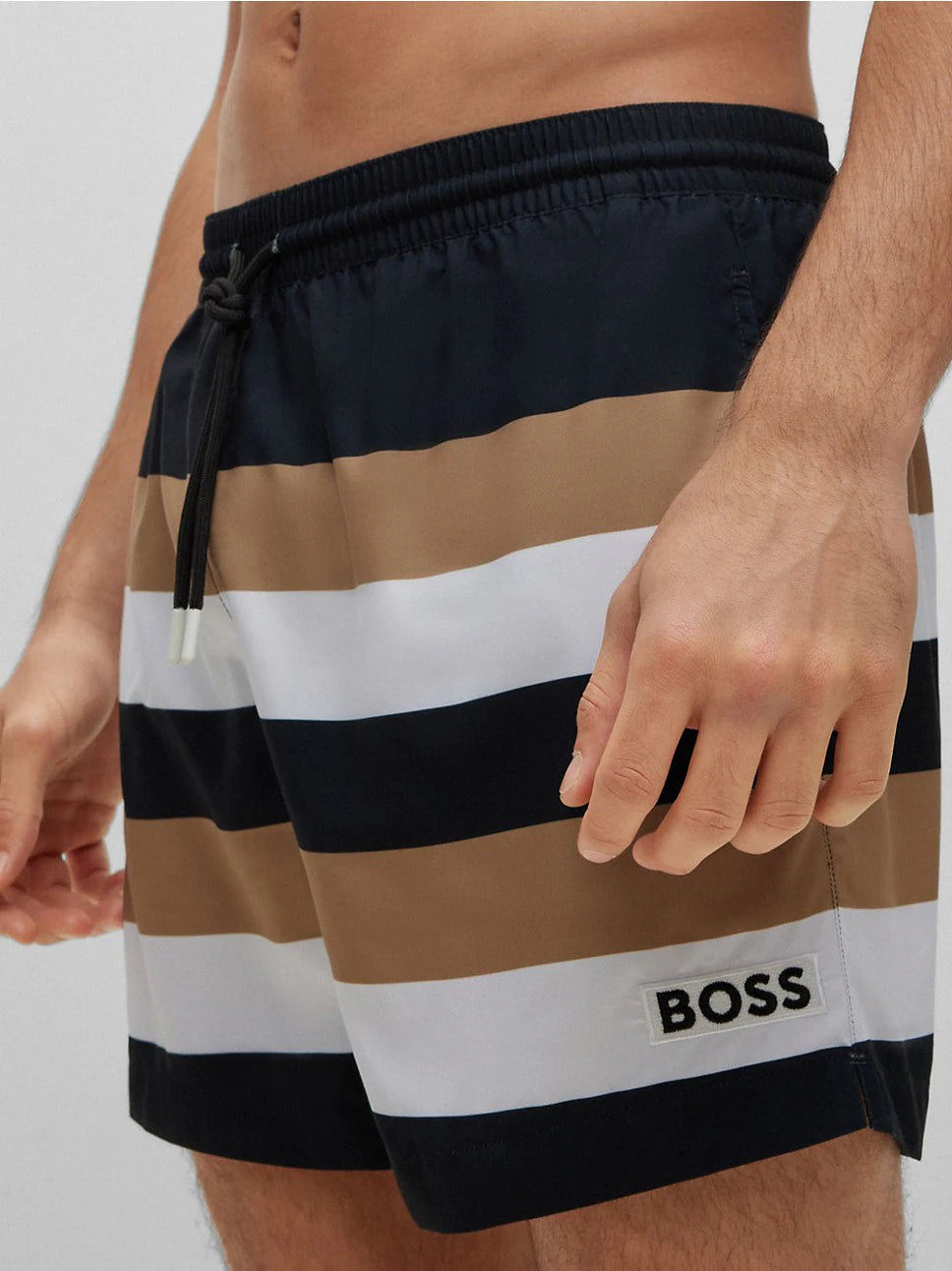 Hugo Boss men's Quick-dry signature-stripe swim shorts