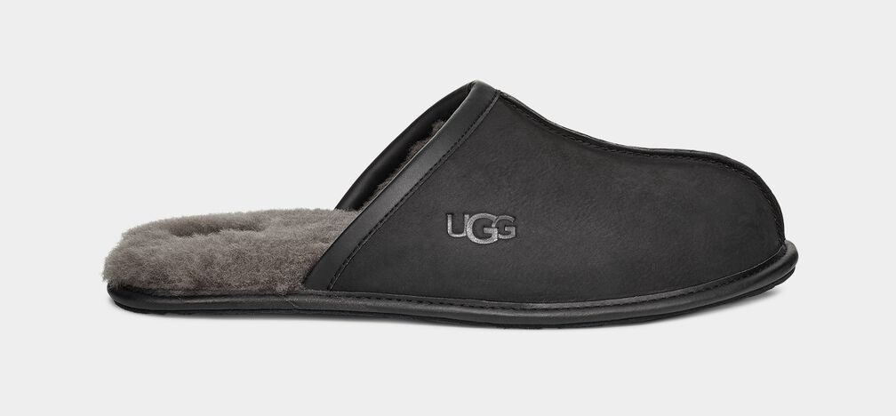 UGG Scuff Leather Men's Slippers In Black 1108192