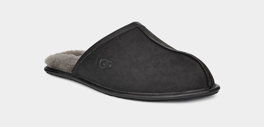 UGG Scuff Leather Men's Slippers In Black 1108192