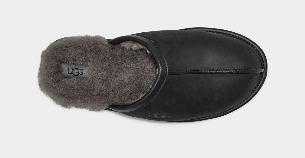UGG Scuff Leather Men's Slippers In Black 1108192