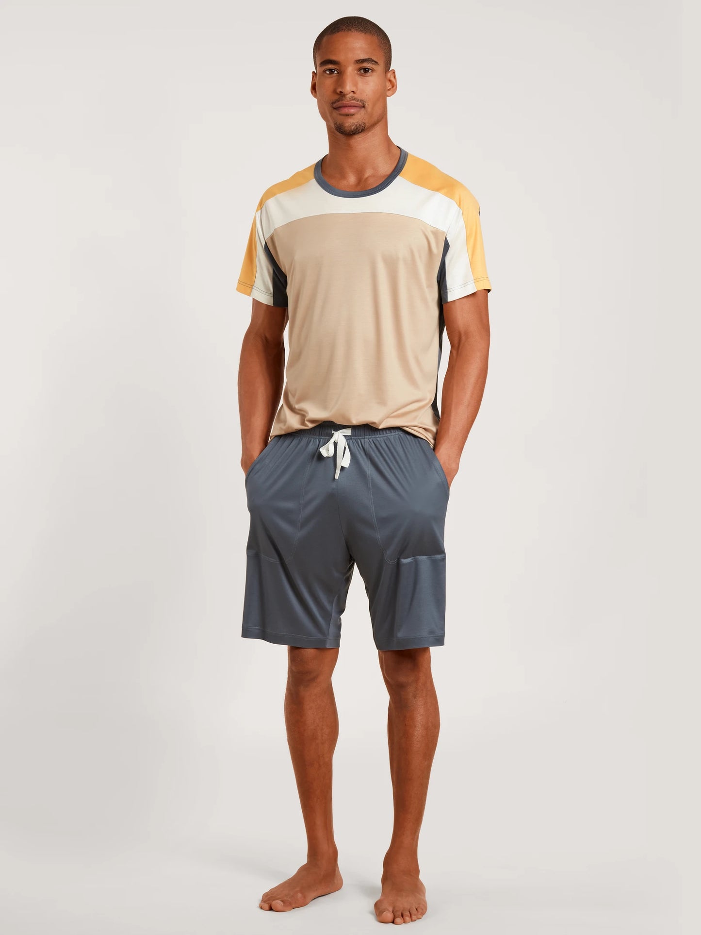 CALIDA Men's 100% Tencel Crew Neck Short Pajamas Set 46780