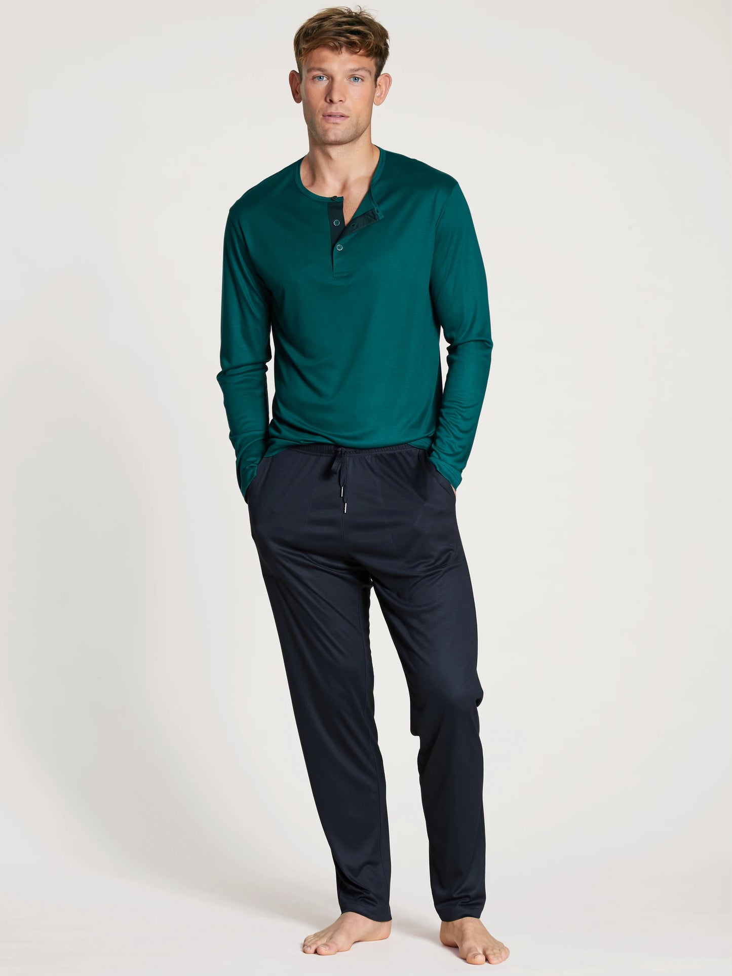 CALIDA Men's Tencel & Silk 3 Button Pajamas Set 40189