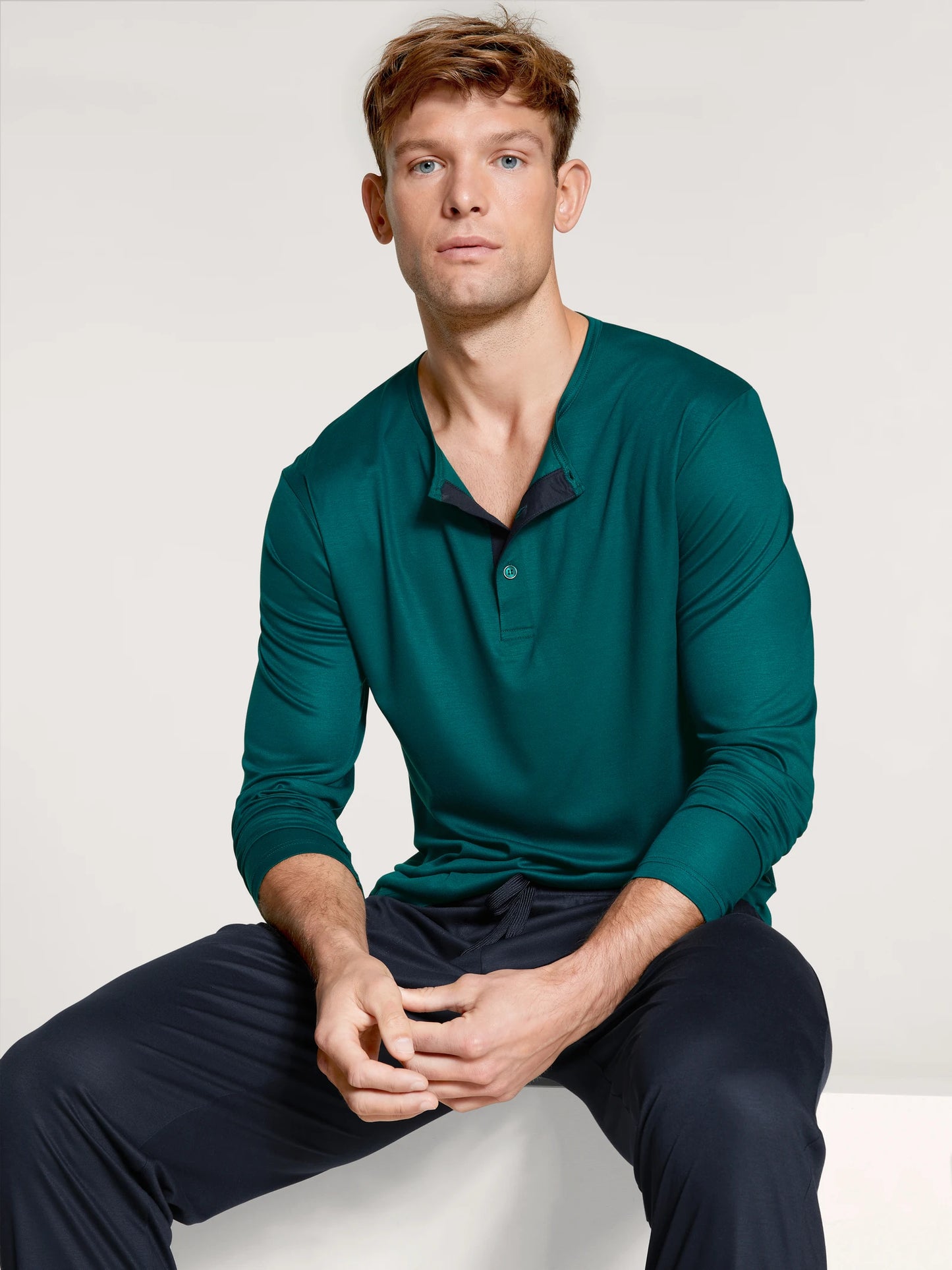 CALIDA Men's Tencel & Silk 3 Button Pajamas Set 40189