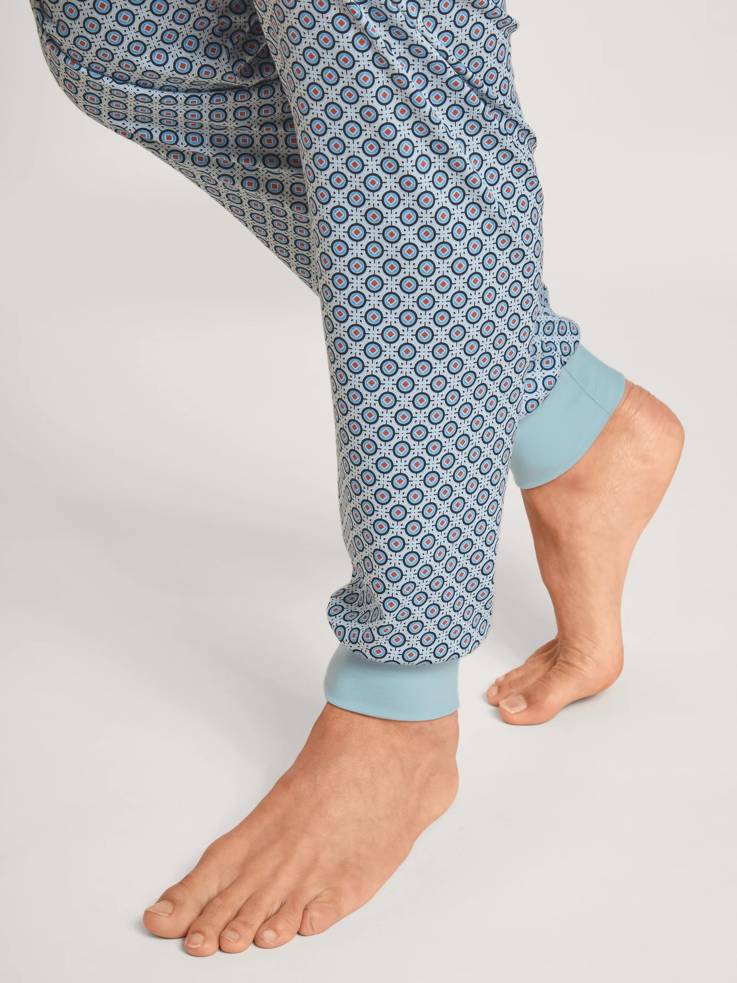 CALIDA Men's V Neck Swiss Cotton Knit Cuffs Pajamas Set 42286