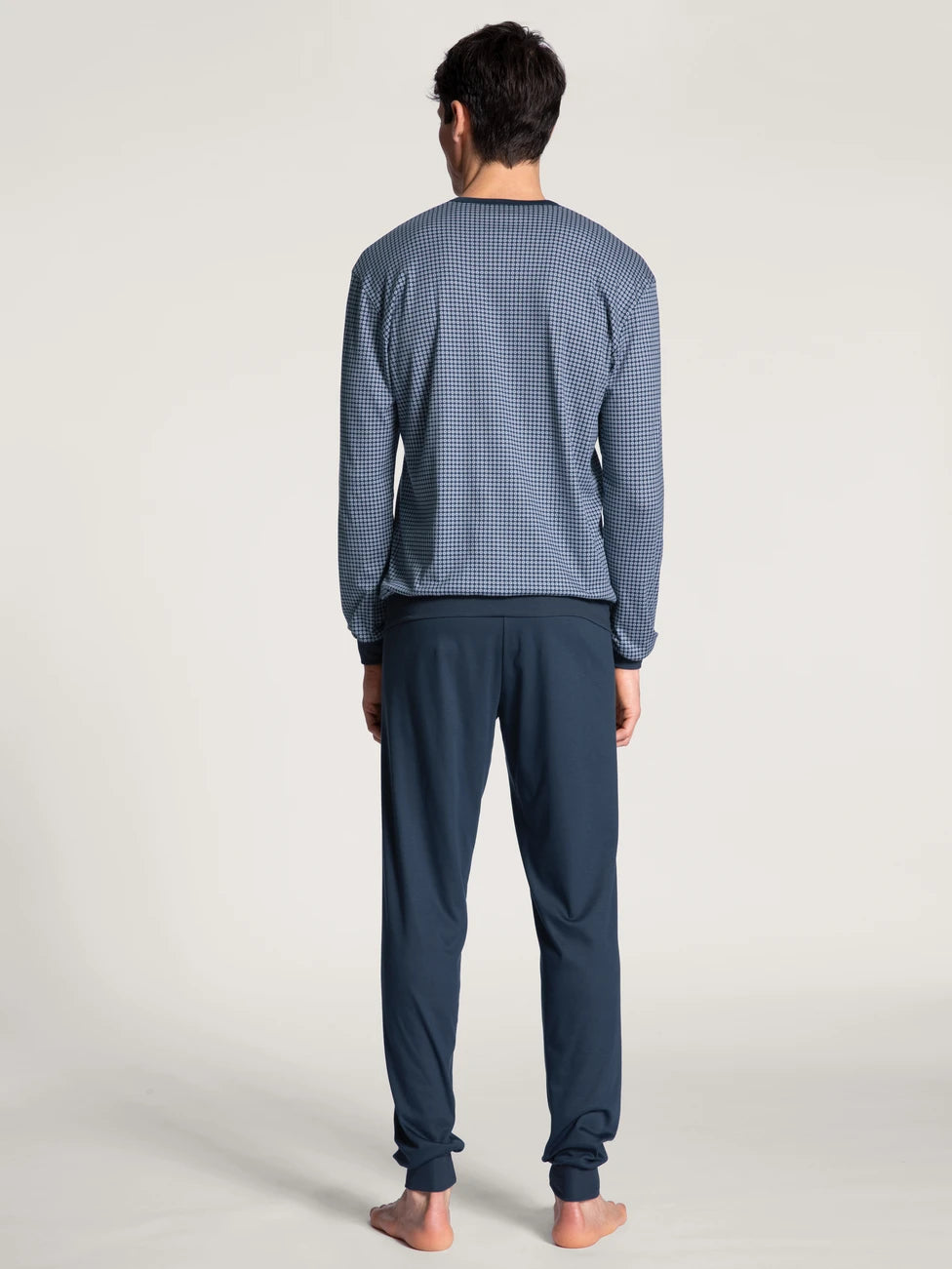 CALIDA Men's V Neck Swiss Cotton Knit Cuffs Pajamas Set 42167