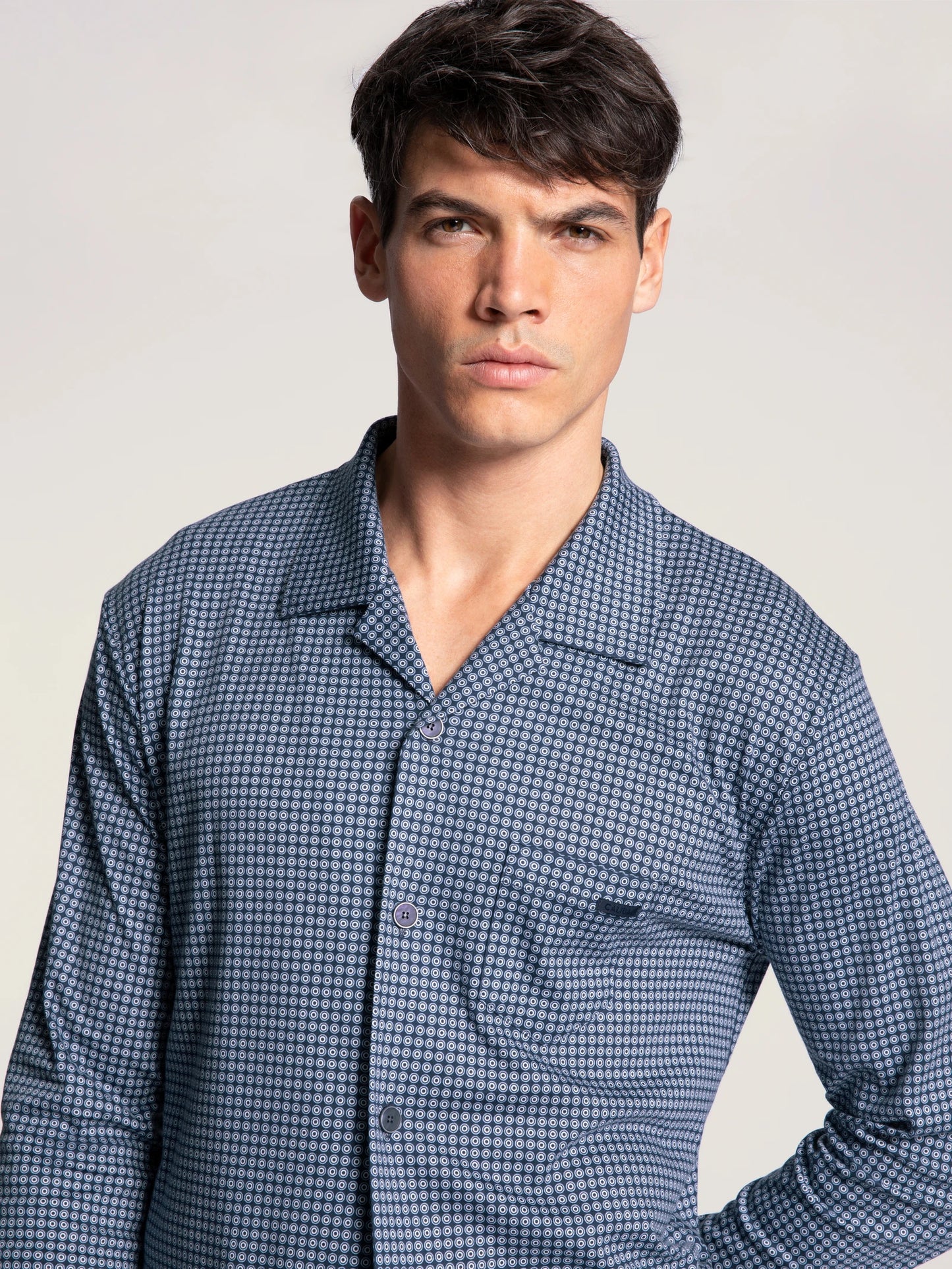CALIDA Men's Button Down Swiss Cotton Pajamas Set 42567
