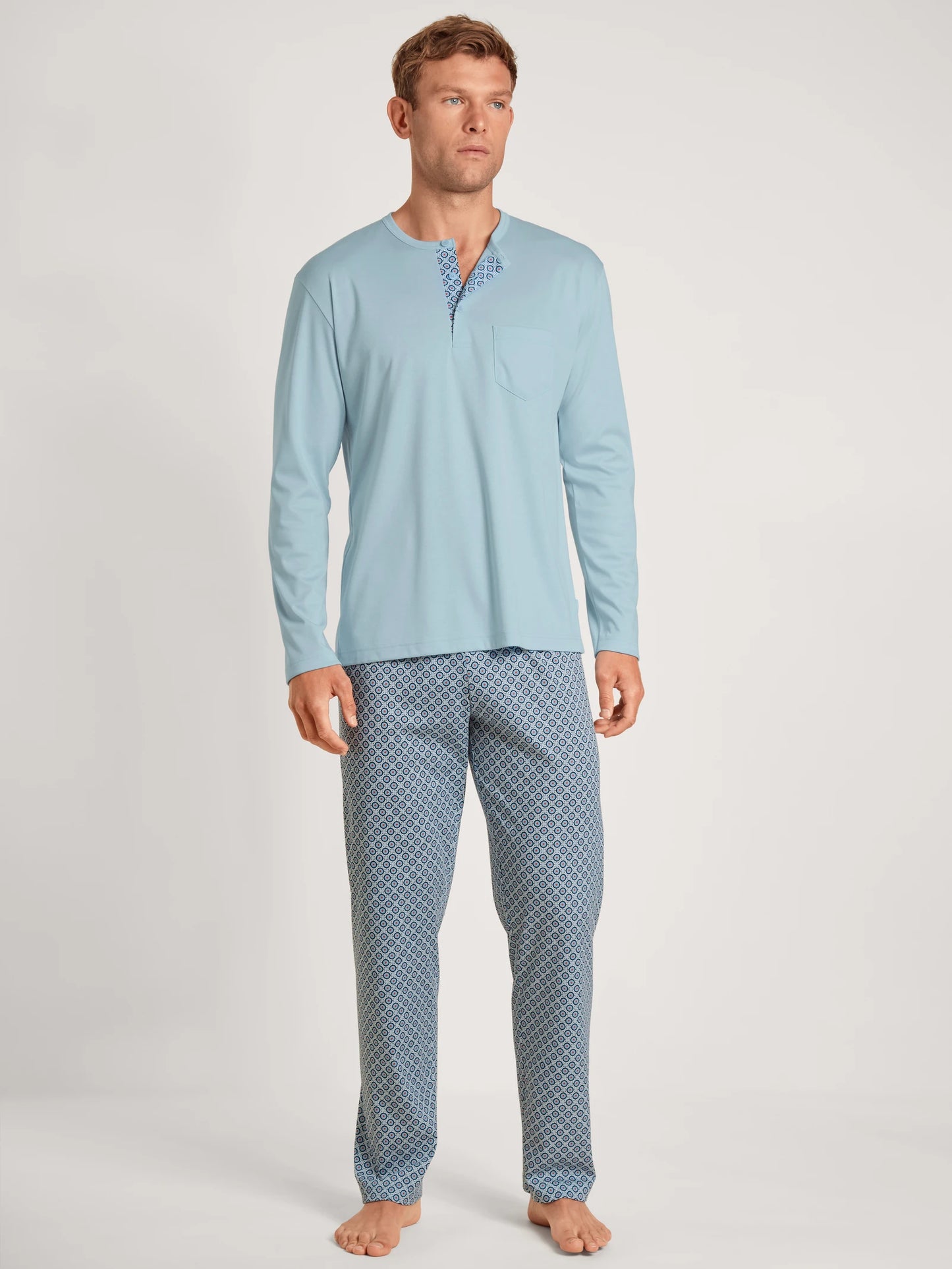 CALIDA Men's 3 Button Relax Choice 1 Swiss Cotton Pajamas Set 42186