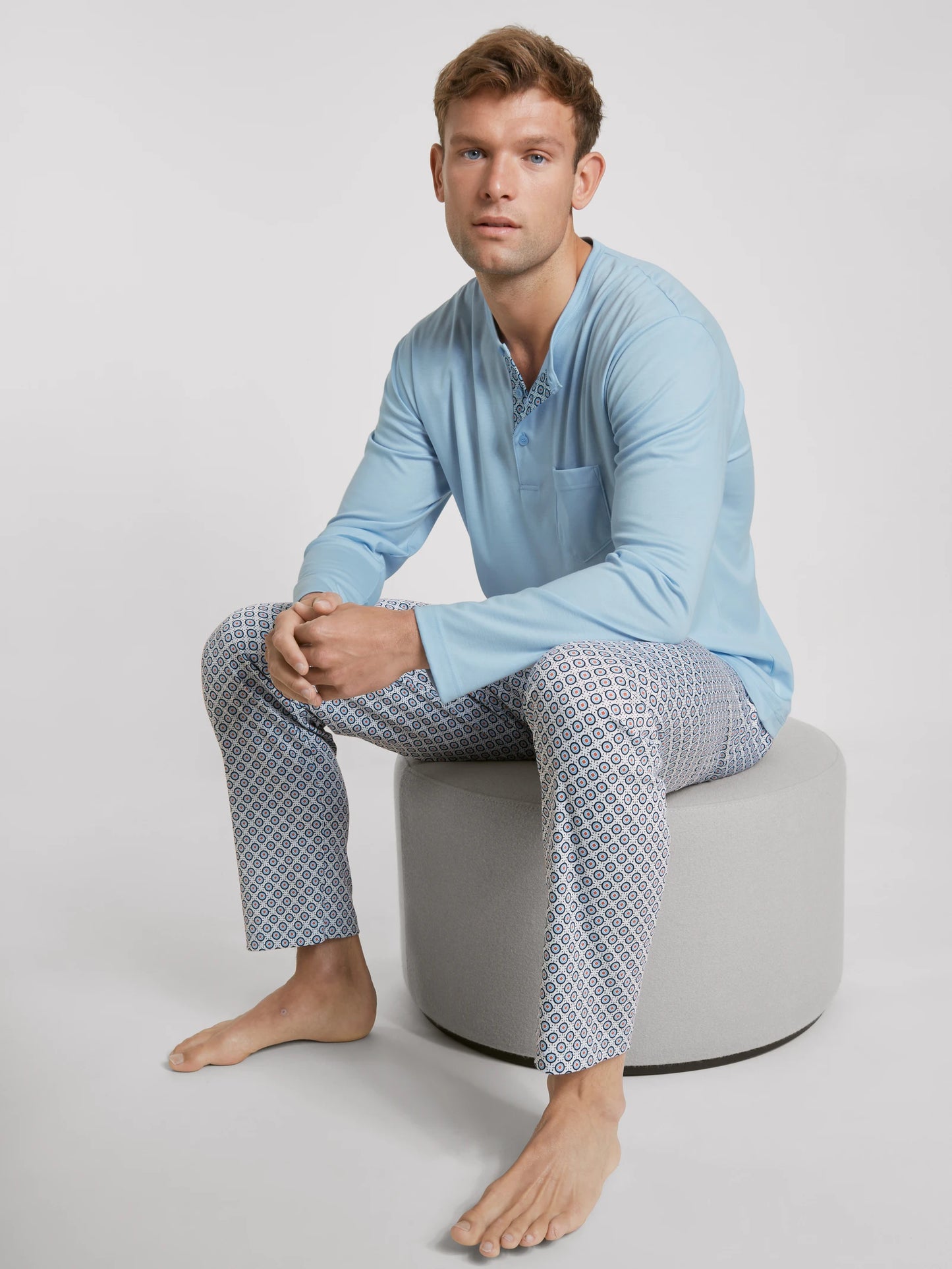 CALIDA Men's 3 Button Relax Choice 1 Swiss Cotton Pajamas Set 42186
