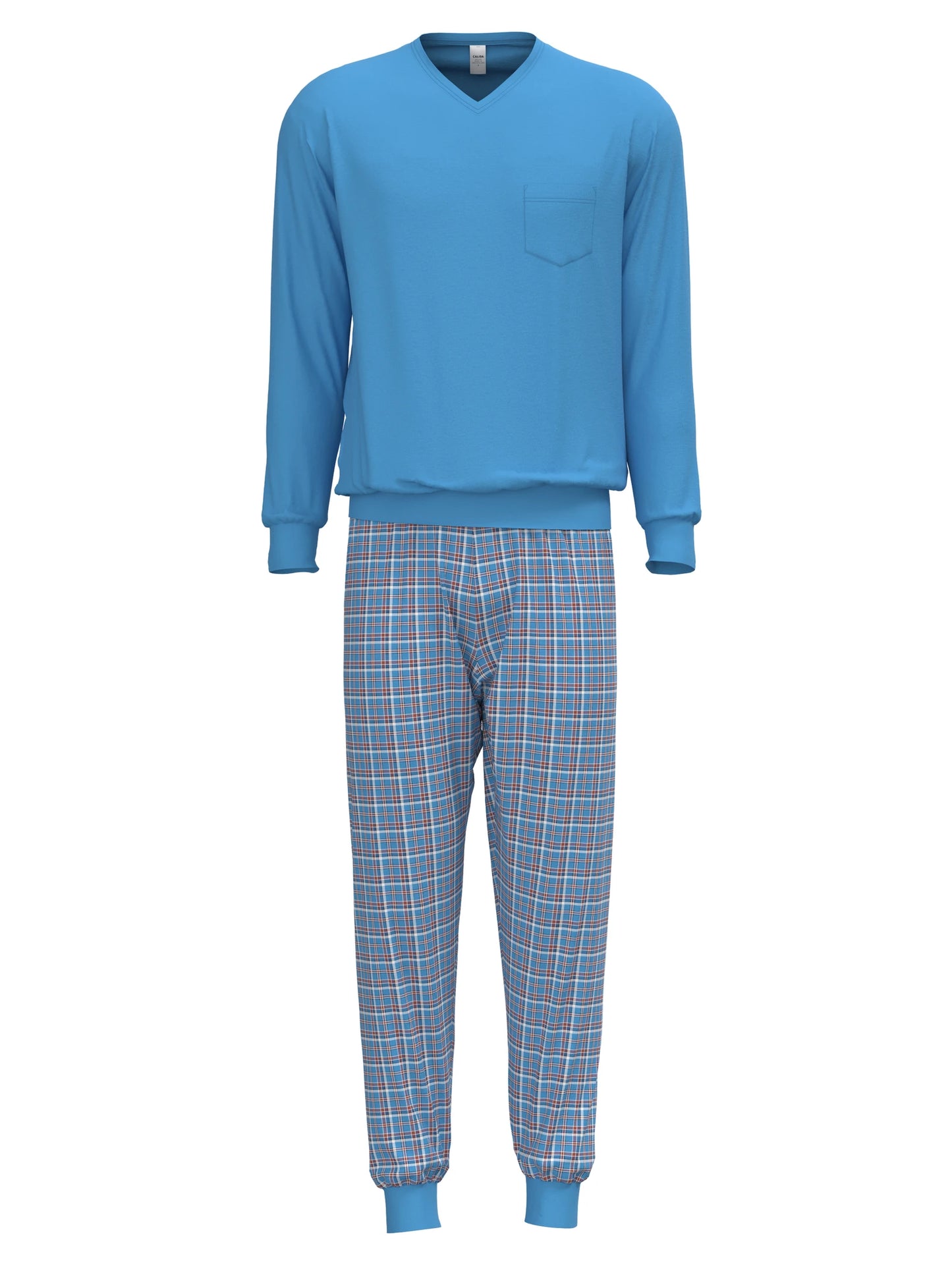 CALIDA Men's V Neck Cotton Knit Cuffs Pajamas Set 44684