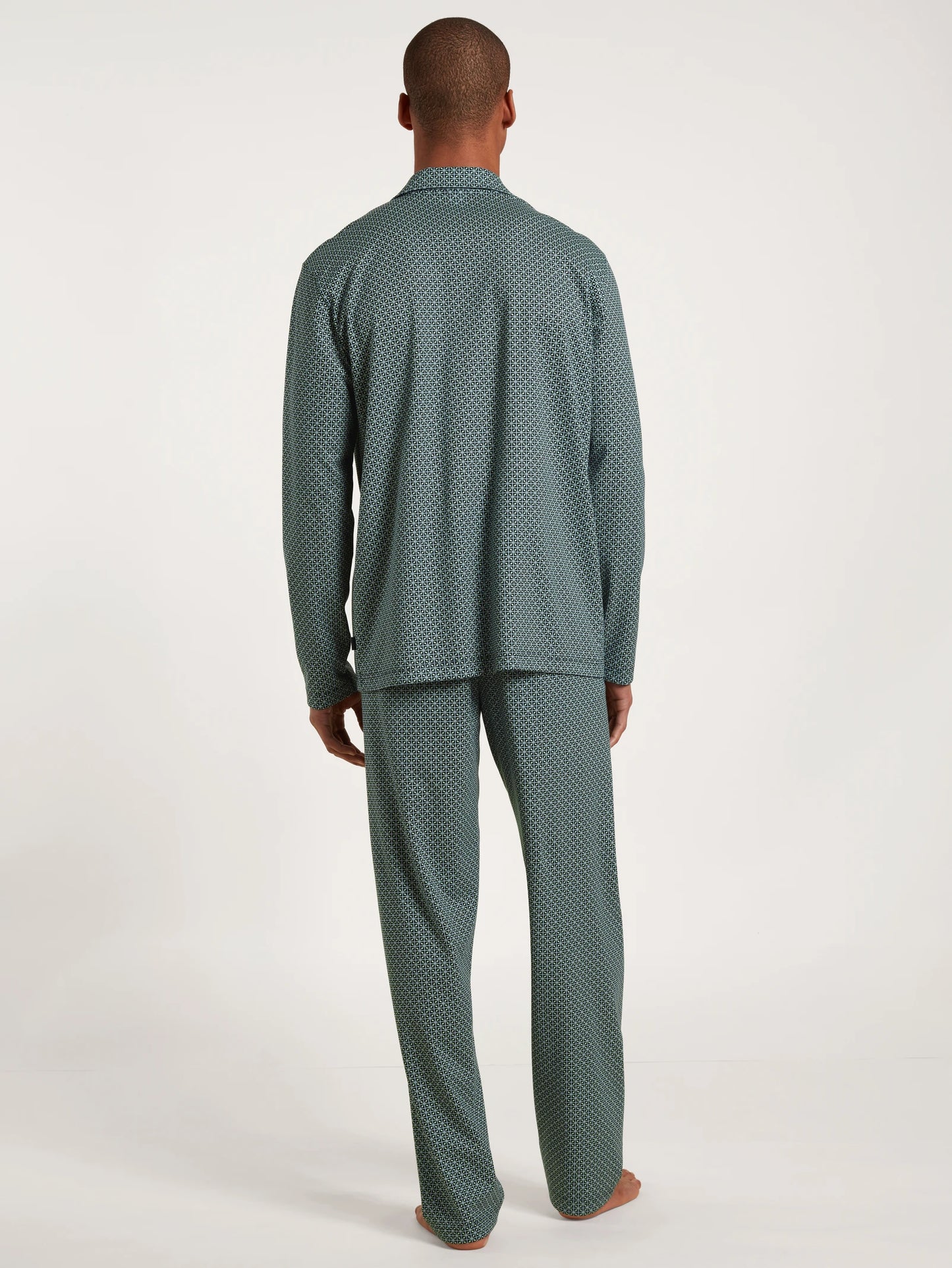 CALIDA Men's Button Down Cotton Knit Pajamas Set 44784