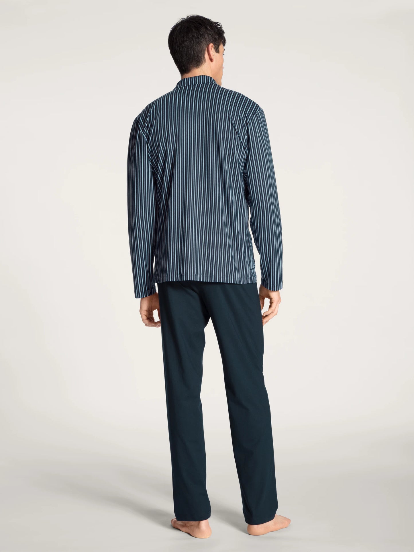 CALIDA Men's 3 Button Down Cotton Knit Pajamas Set 40780