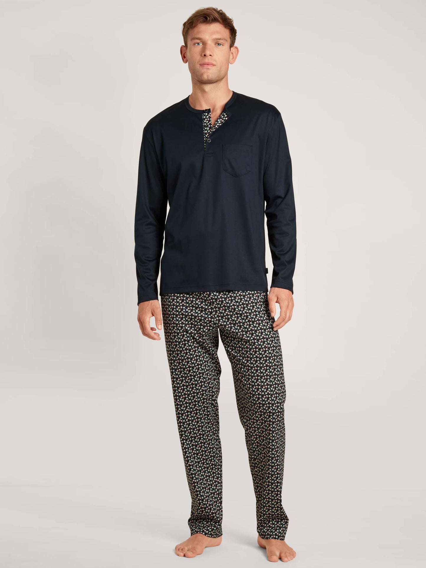 CALIDA Men's 3 Button Relax Selected Swiss Cotton Pajamas Set 43285