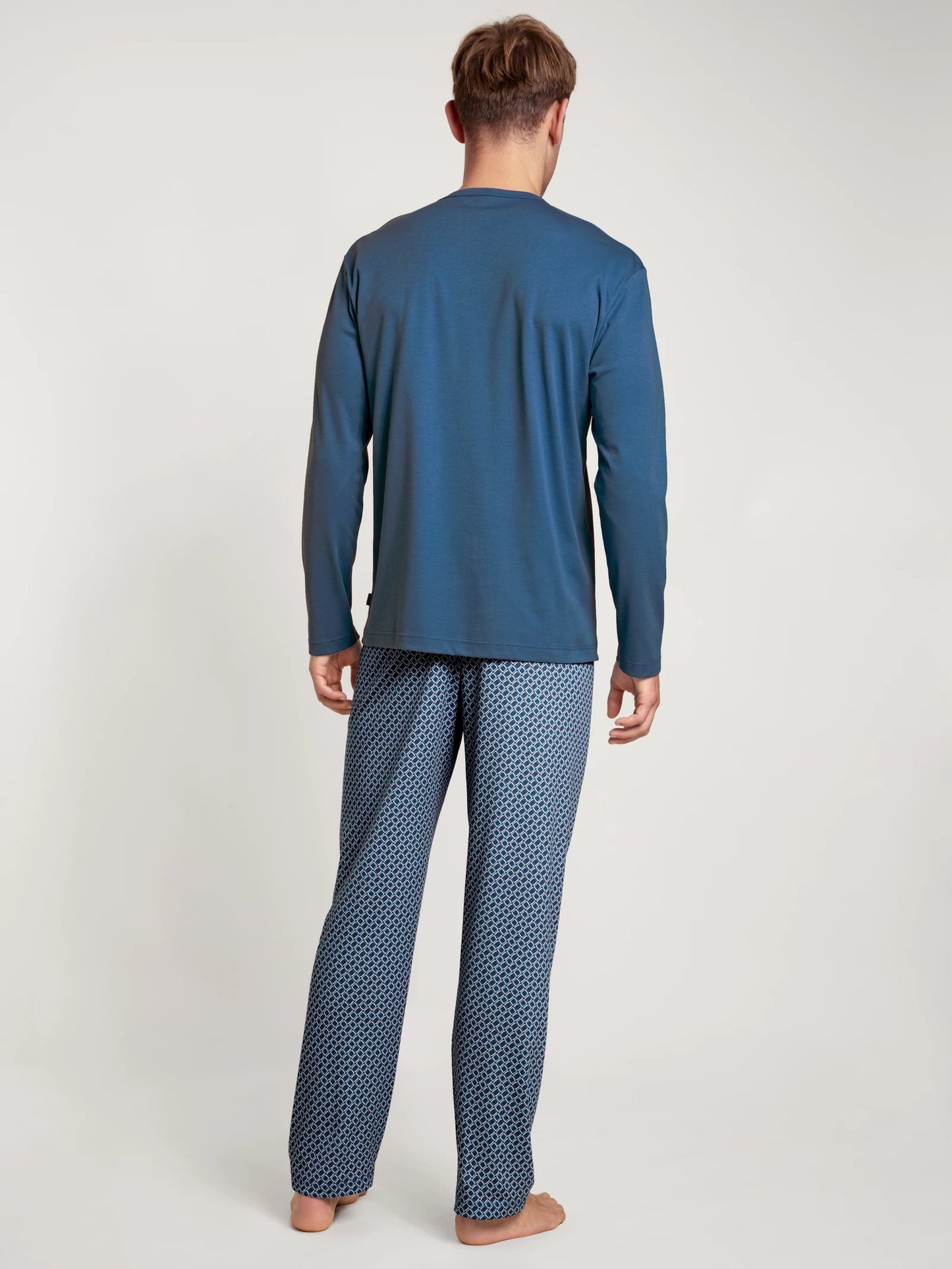 CALIDA Men's V Neck Cotton Knit Pajamas Set 43586