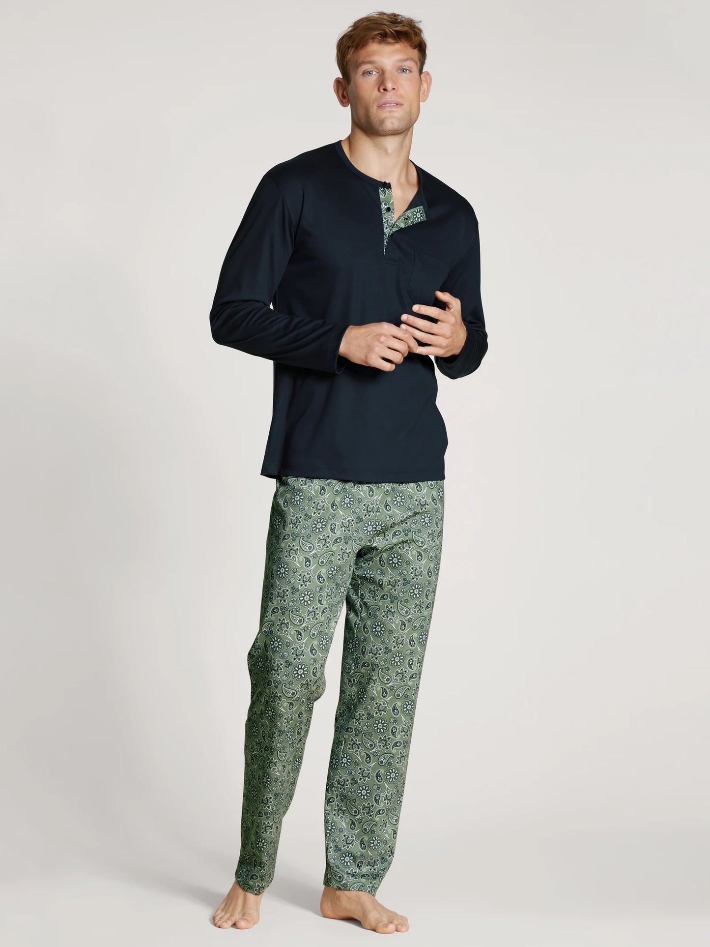 CALIDA Men's 3 Button Relax Choice Swiss Cotton Pajamas Set 44465