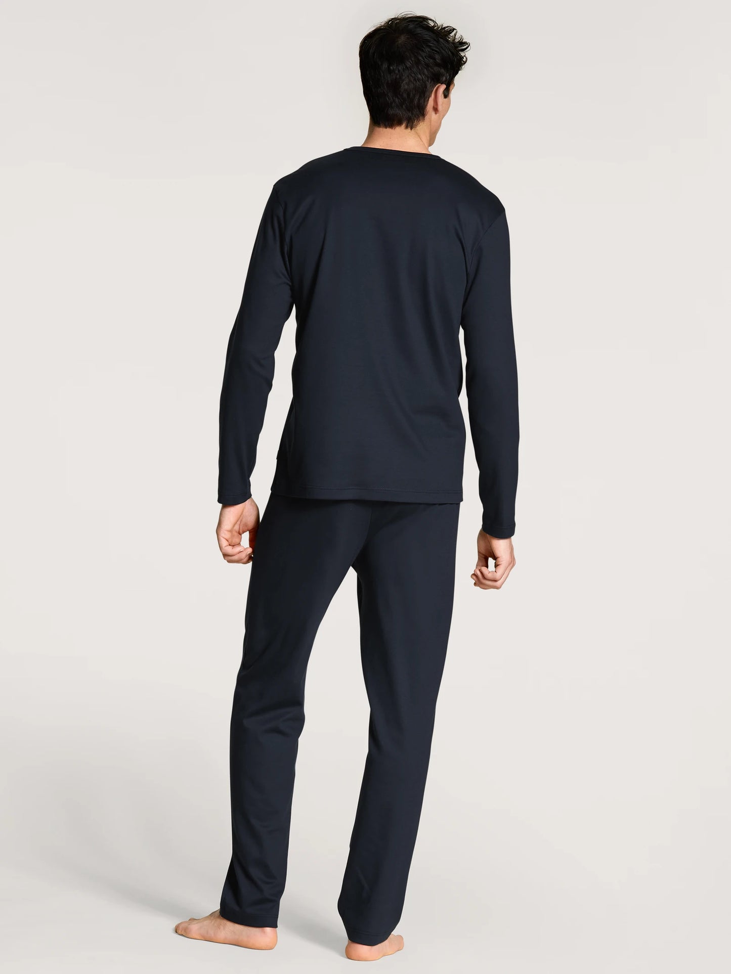 CALIDA Men's Crew Neck Heavy Interlock Cotton Knit Pajamas Set 42085