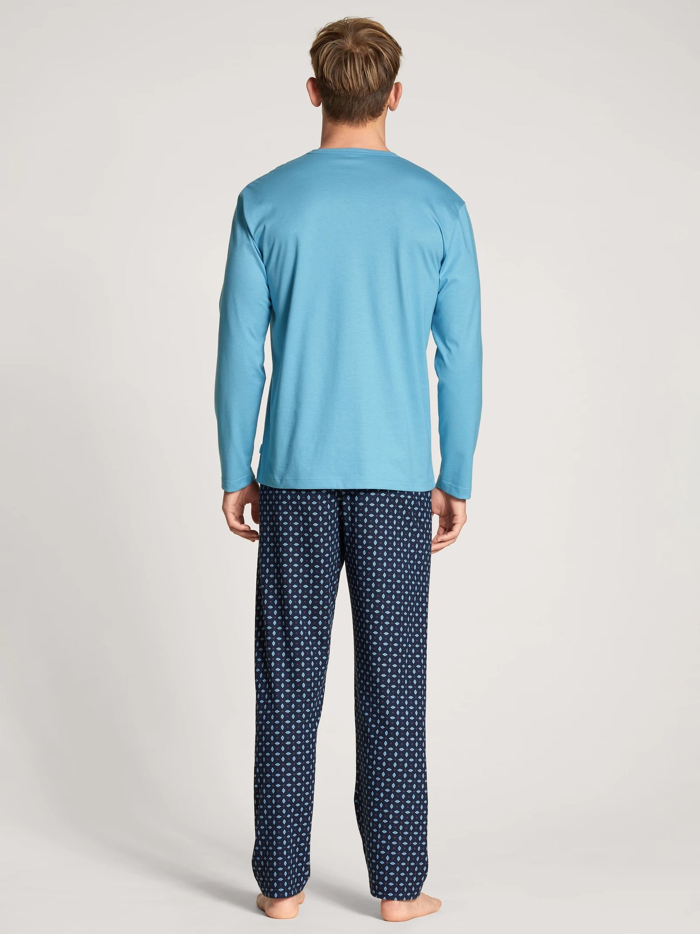 CALIDA Men's Crew Neck Cotton Knit Pajamas Set 42383