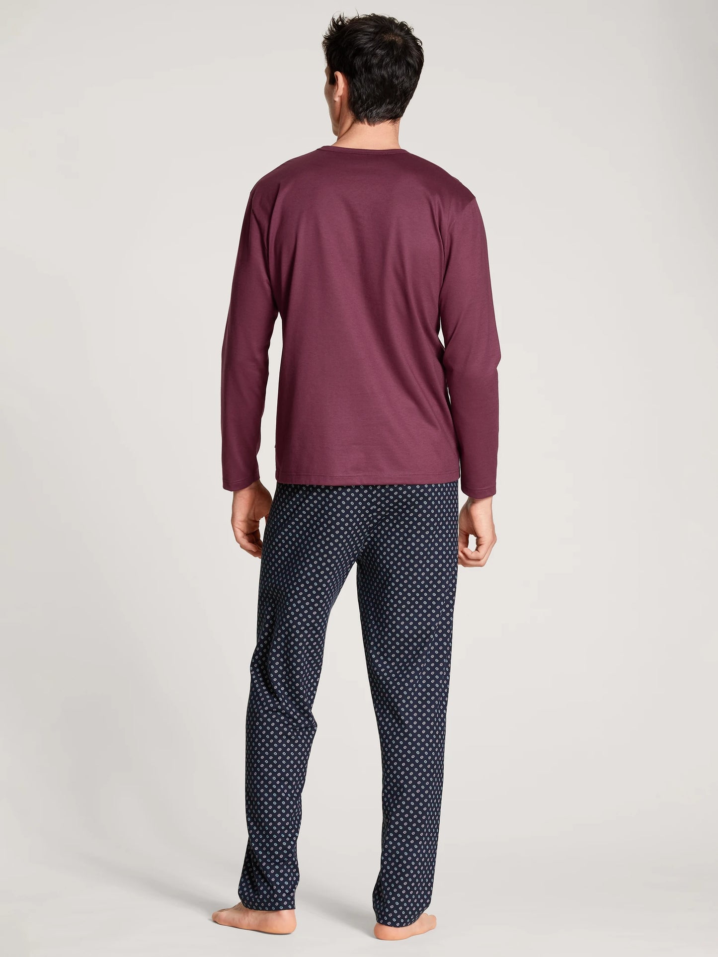 CALIDA Men's Crew Neck Cotton Knit Pajamas Set 42383