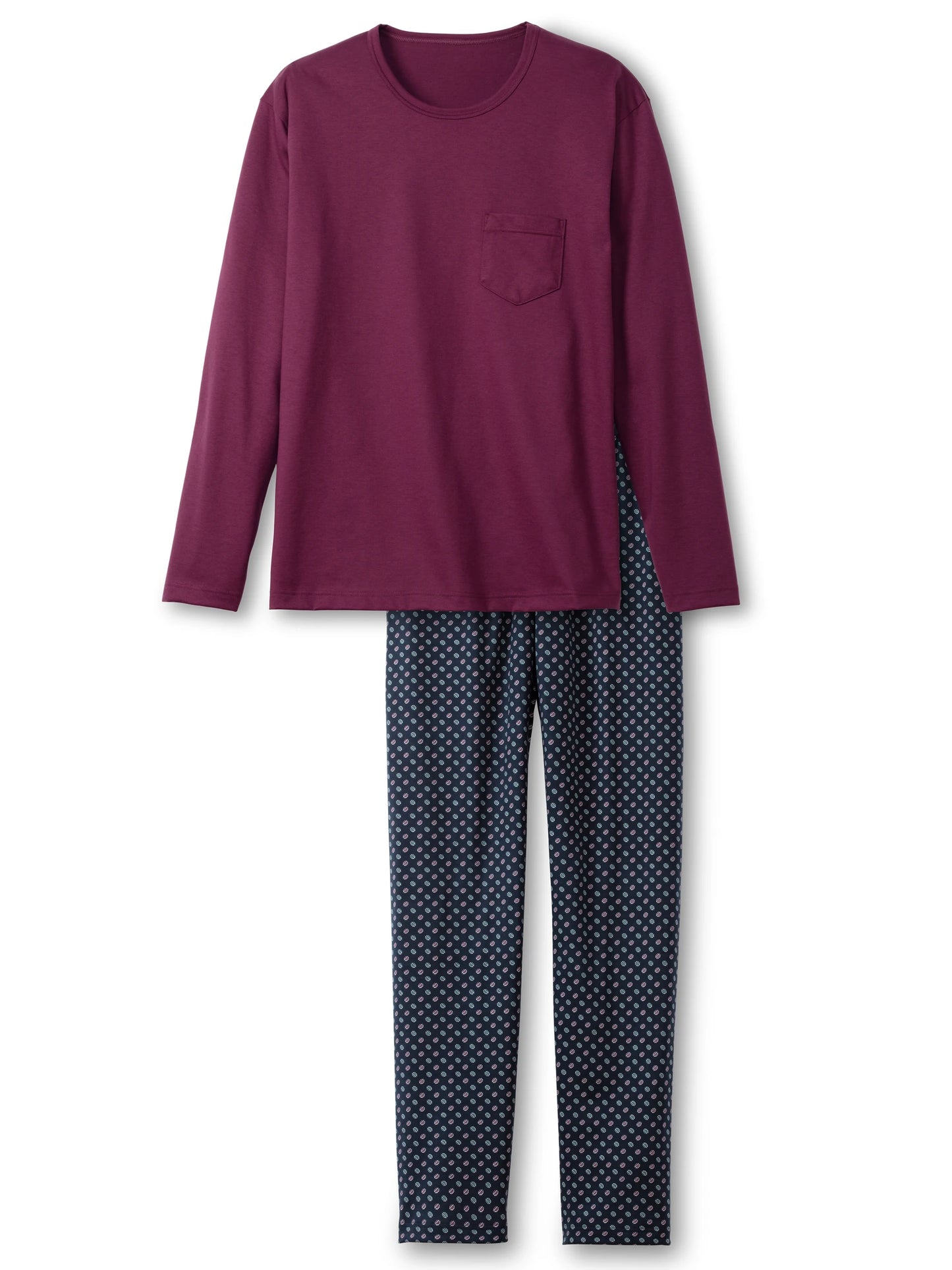 CALIDA Men's Crew Neck Cotton Knit Pajamas Set 42383