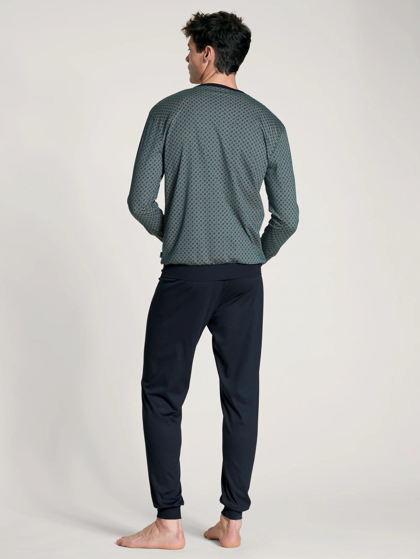 CALIDA Men's V Neck Cotton Knit Cuffs Pajamas Set 43584