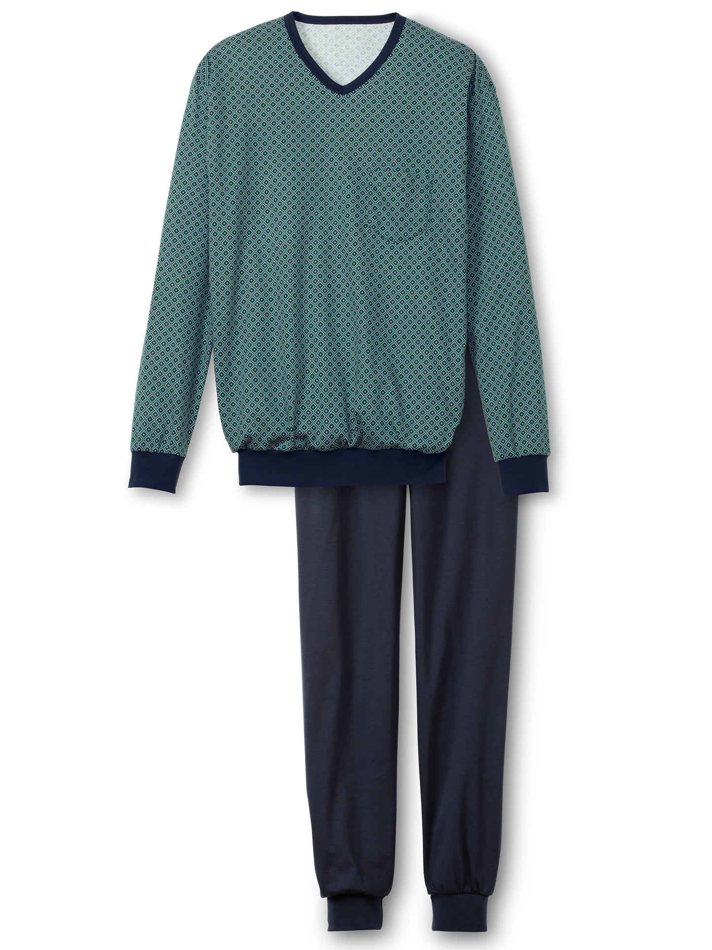 CALIDA Men's V Neck Cotton Knit Cuffs Pajamas Set 43584