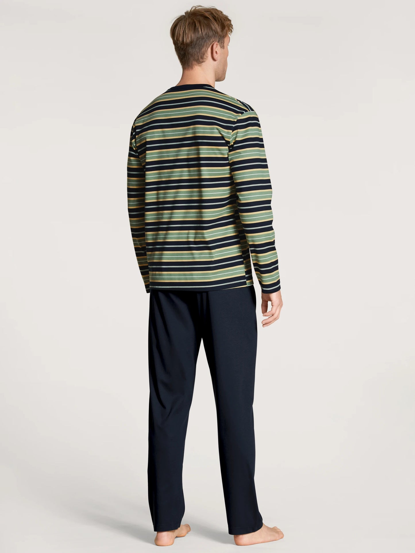 CALIDA Men's Crew Neck Cotton Knit Pajamas Set 43284