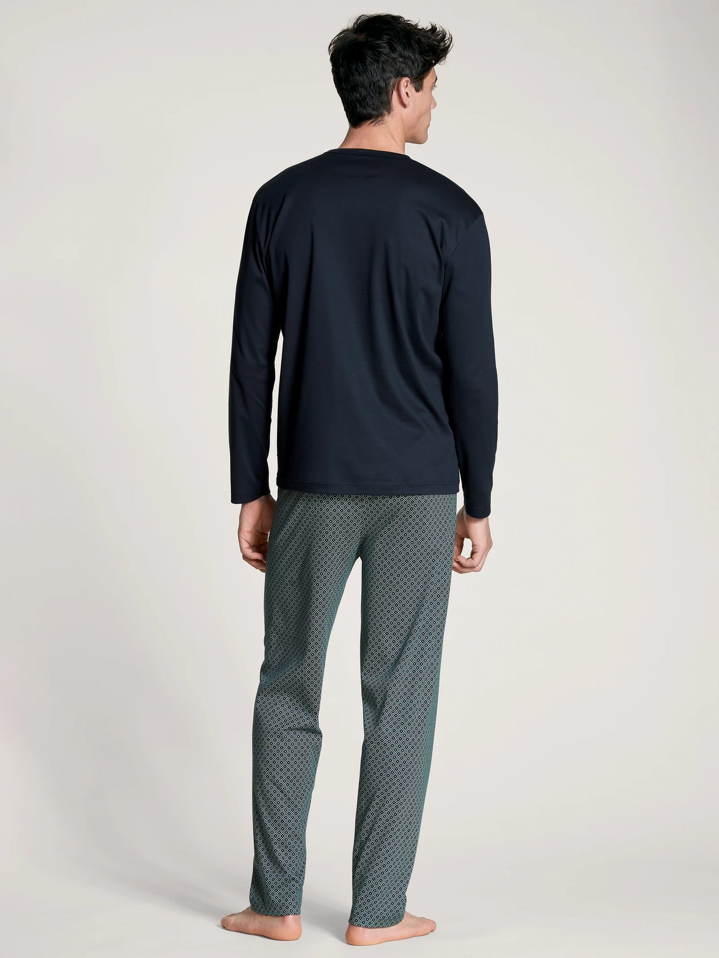 CALIDA Men's V Neck Cotton Knit Pajamas Set 43384