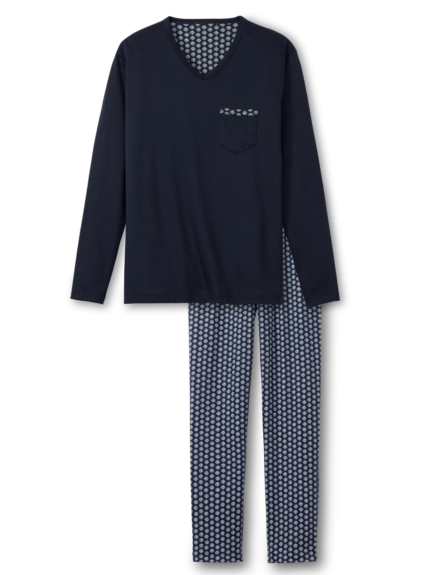 CALIDA Men's V-Neck Swiss Cotton Pajamas Set 46467