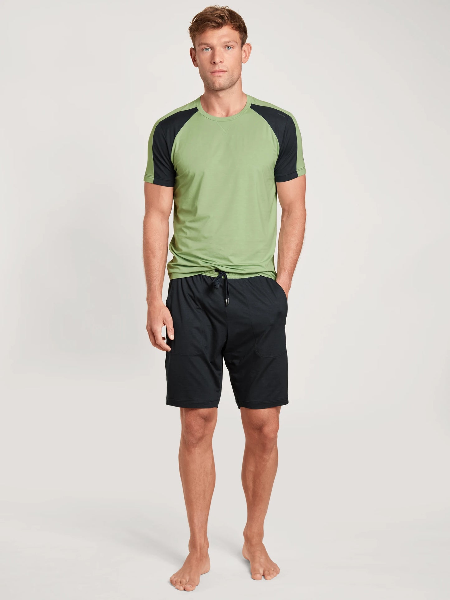 CALIDA Men's 3 Button Seaweed Micro Tencel Short Pajamas Set In Box 43684