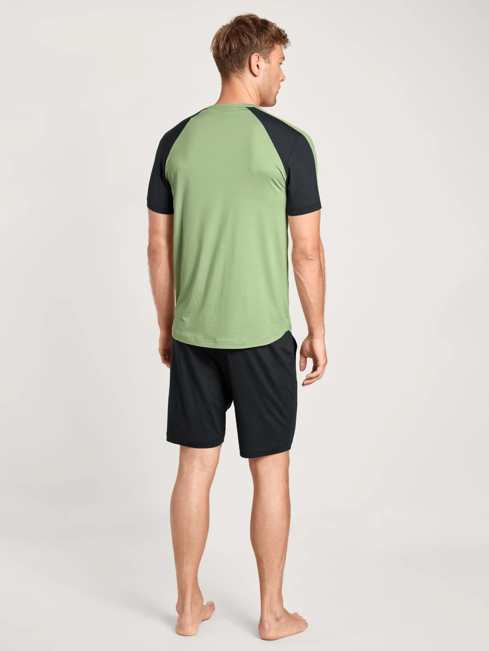 CALIDA Men's 3 Button Seaweed Micro Tencel Short Pajamas Set In Box 43684