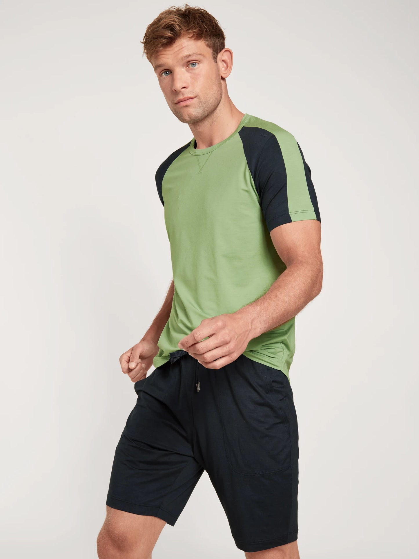 CALIDA Men's 3 Button Seaweed Micro Tencel Short Pajamas Set In Box 43684