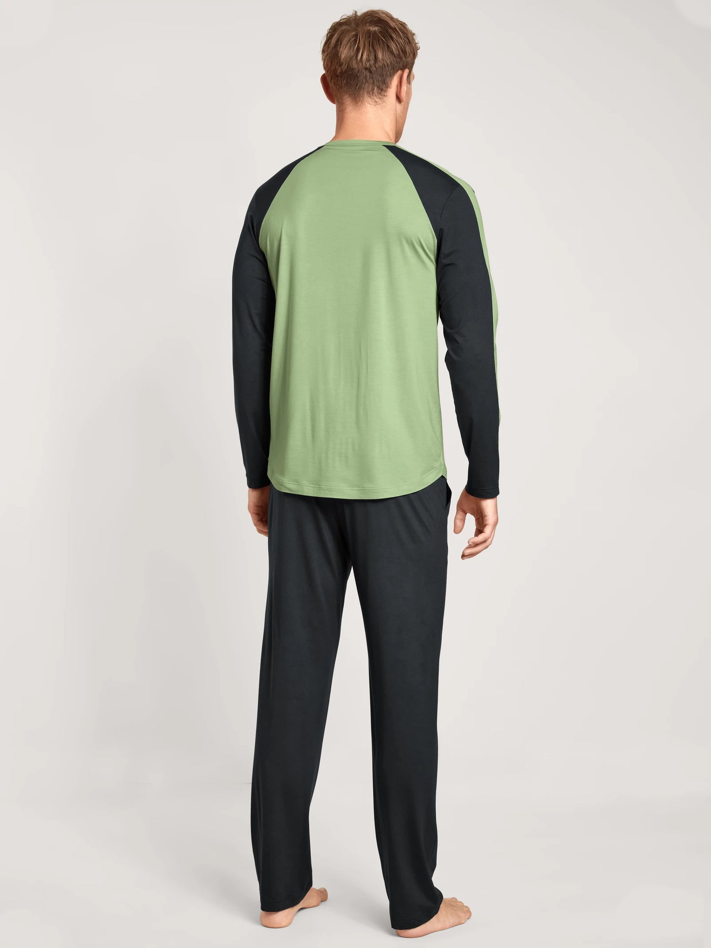 CALIDA Men's 3 Button Seaweed Micro Tencel Blend Pajamas Set In Box 43784