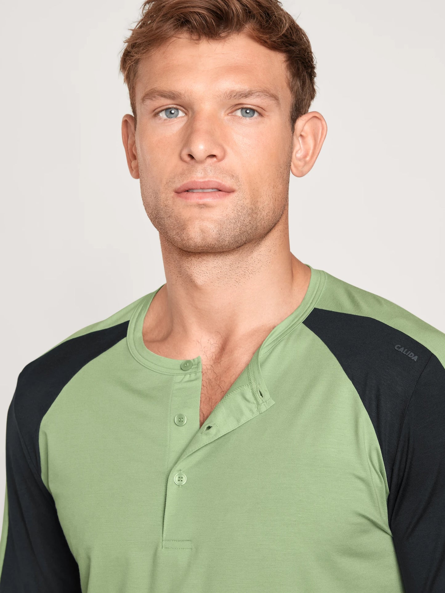 CALIDA Men's 3 Button Seaweed Micro Tencel Blend Pajamas Set In Box 43784