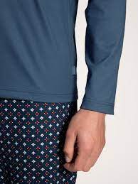 CALIDA Men's V Neck Cotton Knit Pajamas Set 43682