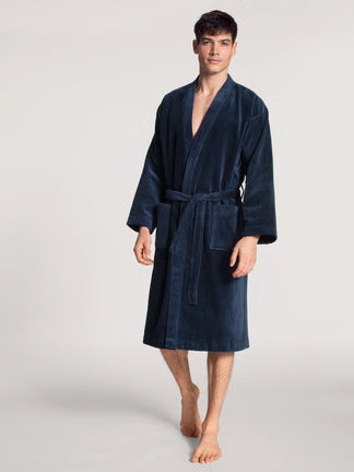 CALIDA After Shower Bathrobe In Navy Blue