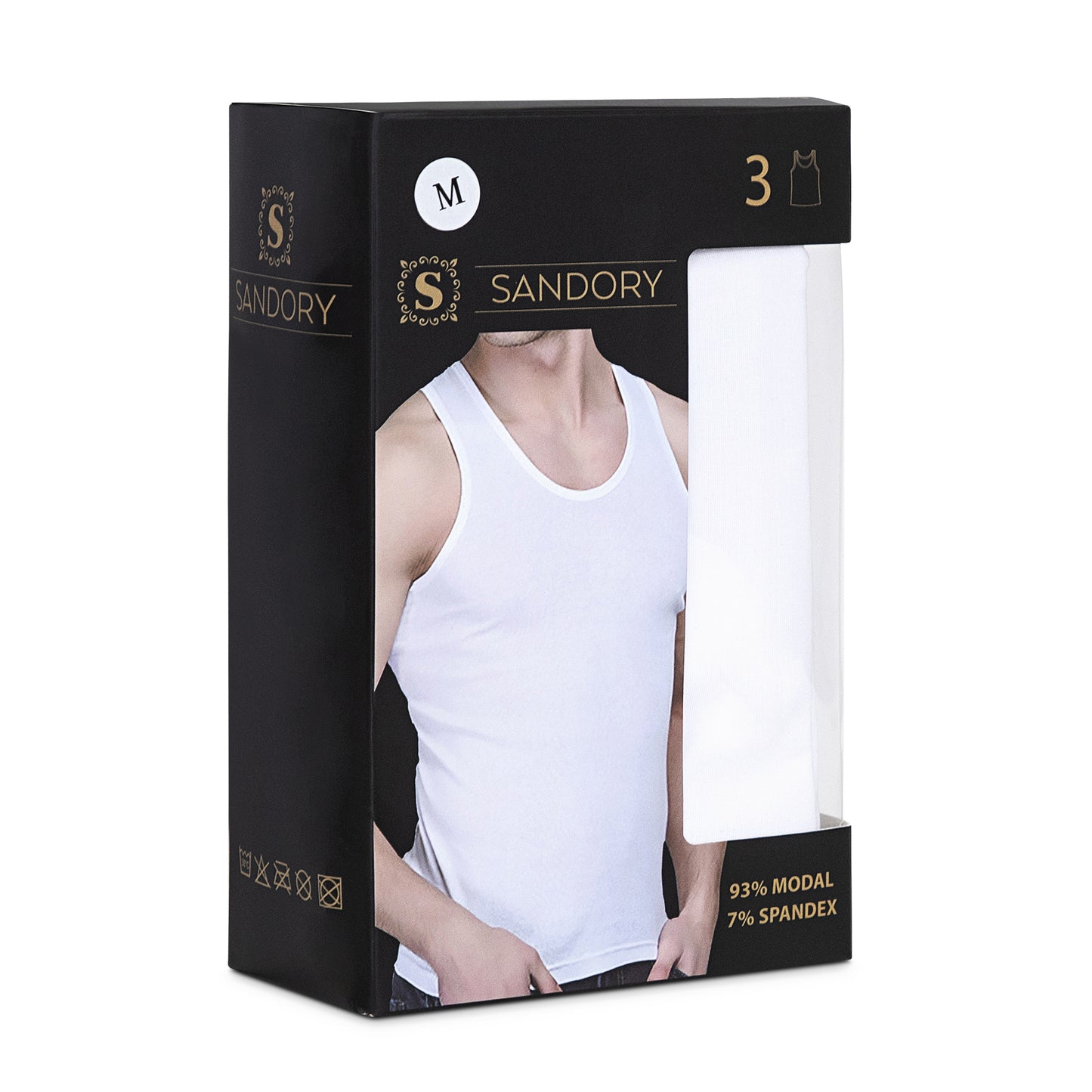 SANDORY MENS & BOYS MODAL SLEEVLESS WHITE TANK UNDERSHIRT 3PK