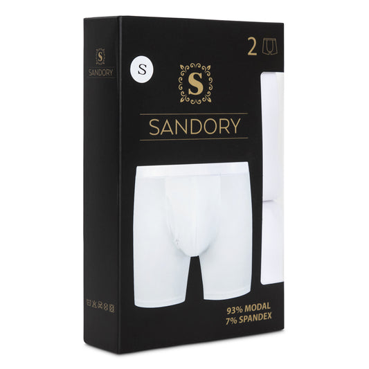 SANDORY MENS & BOYS WHITE MODAL BOXER BRIEFS 2PK
