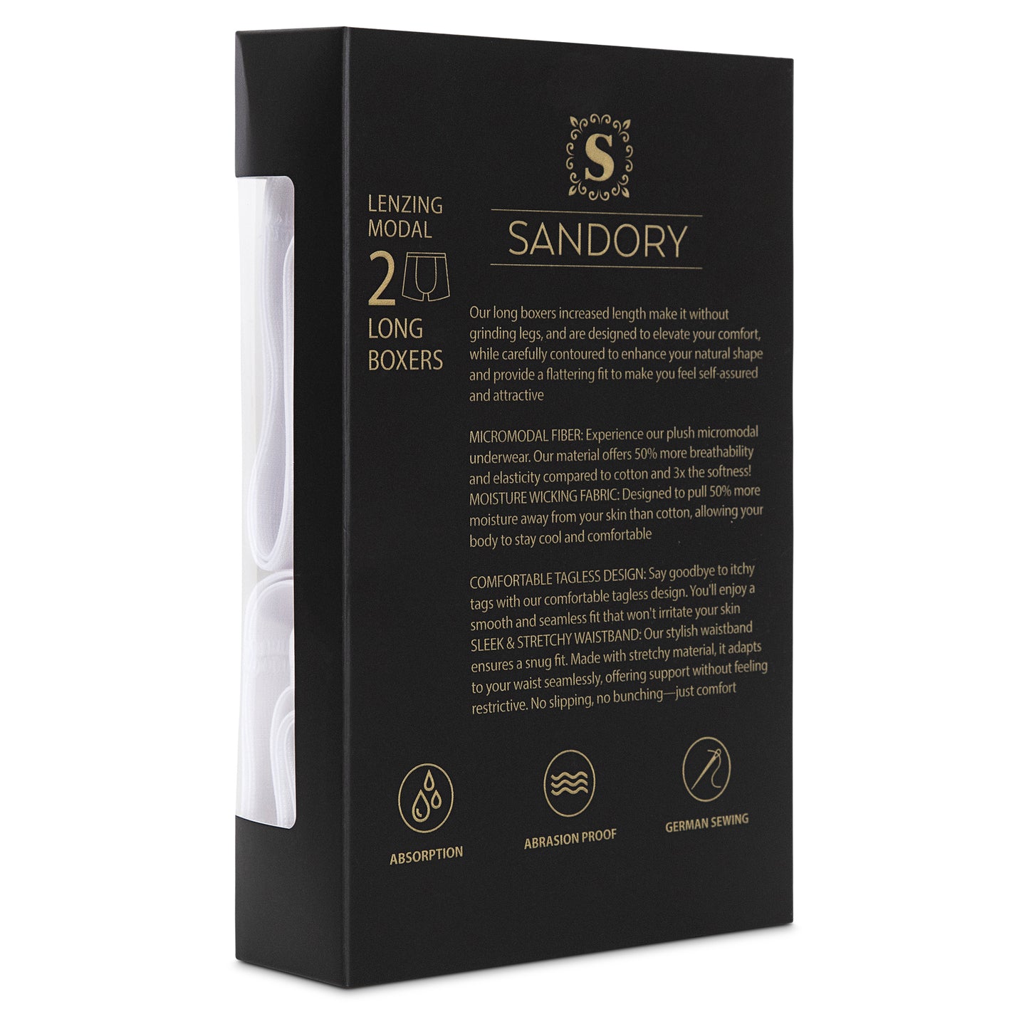 SANDORY MENS & BOYS WHITE MODAL BOXER BRIEFS 2PK
