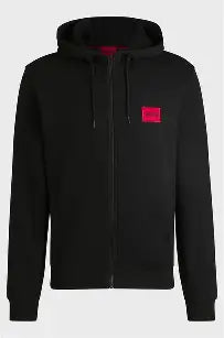 Hugo Cotton-Terry Zip-Up Hoodie With Logo Label In Black 50447972