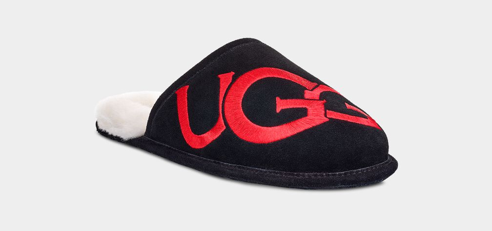 UGG Scuff Logo Men's Slippers In Black/Red 1101324