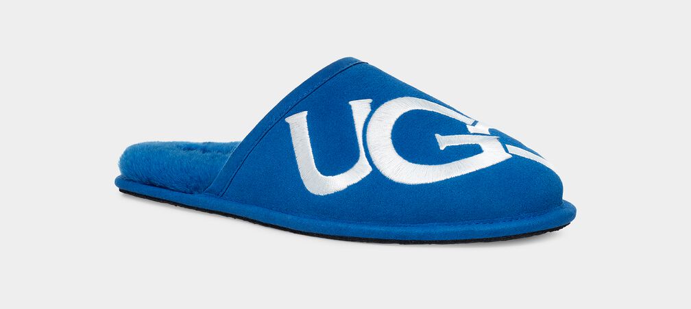 UGG Scuff Logo Men's Slippers In Classic Blue / White 1101324