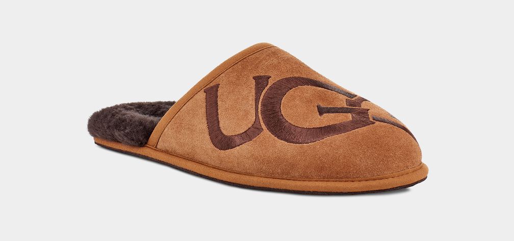 UGG Scuff Logo Men's Slippers In Chestnut / Espresso 1101324