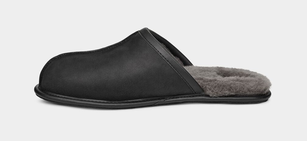 UGG Scuff Leather Men's Slippers In Black 1108192