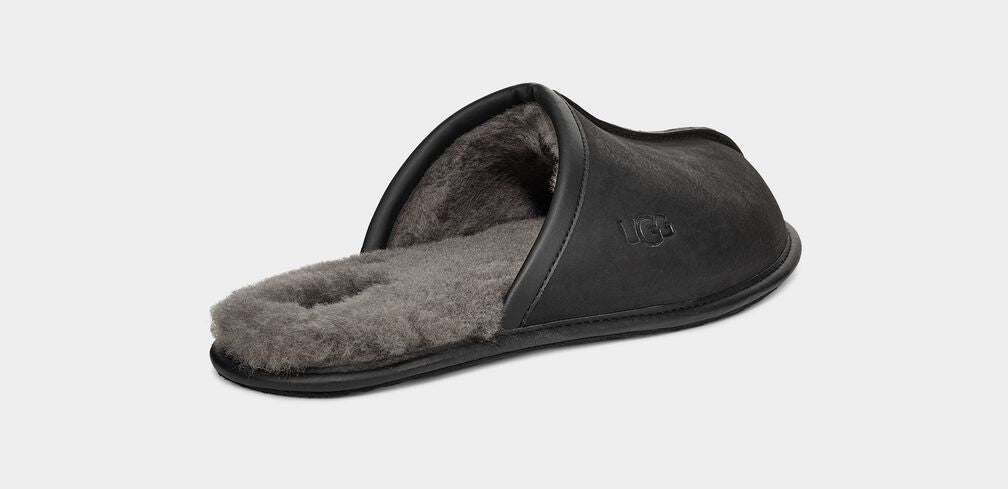UGG Scuff Leather Men's Slippers In Black 1108192
