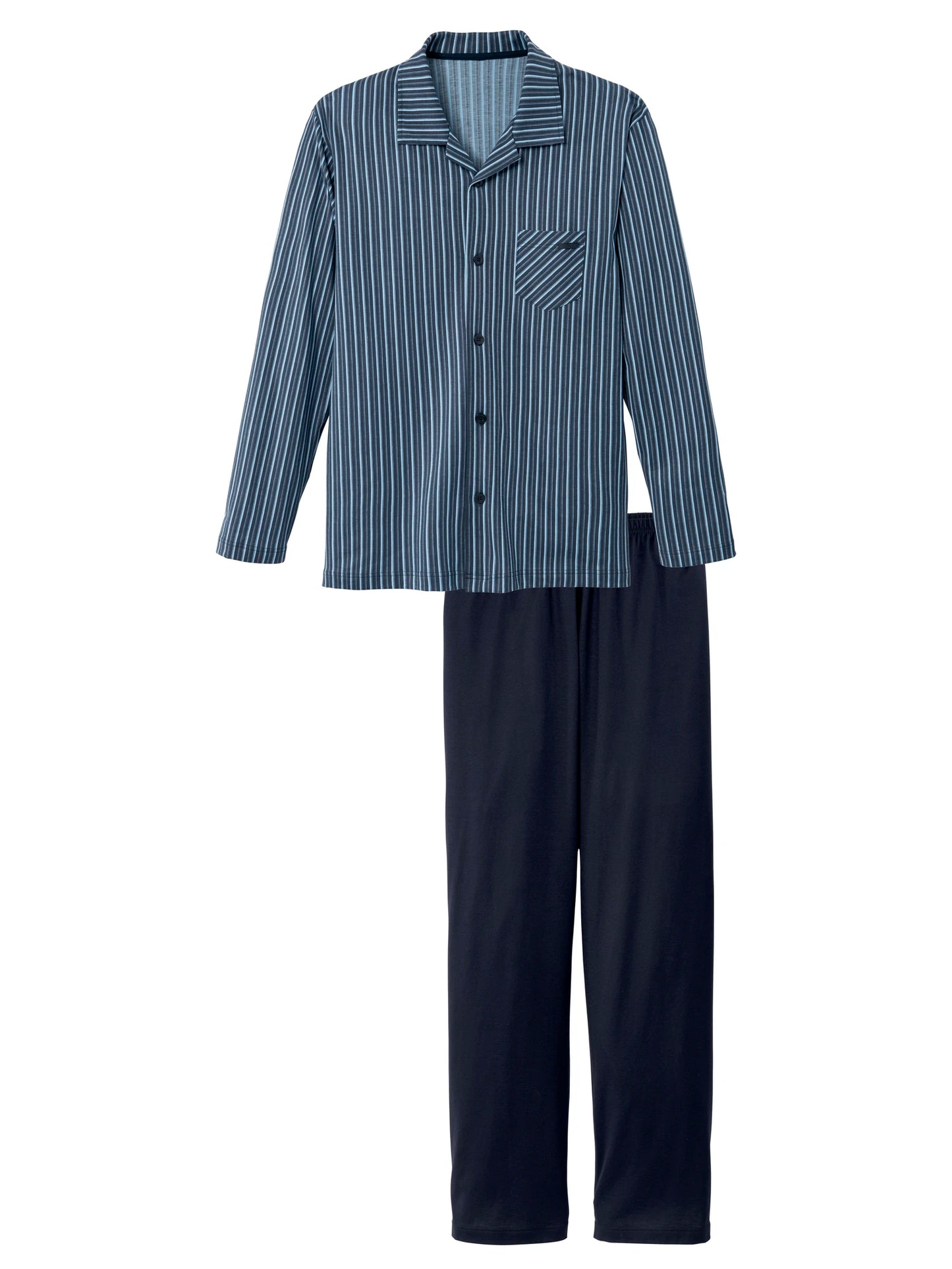 CALIDA Men's 3 Button Down Cotton Knit Pajamas Set 40780