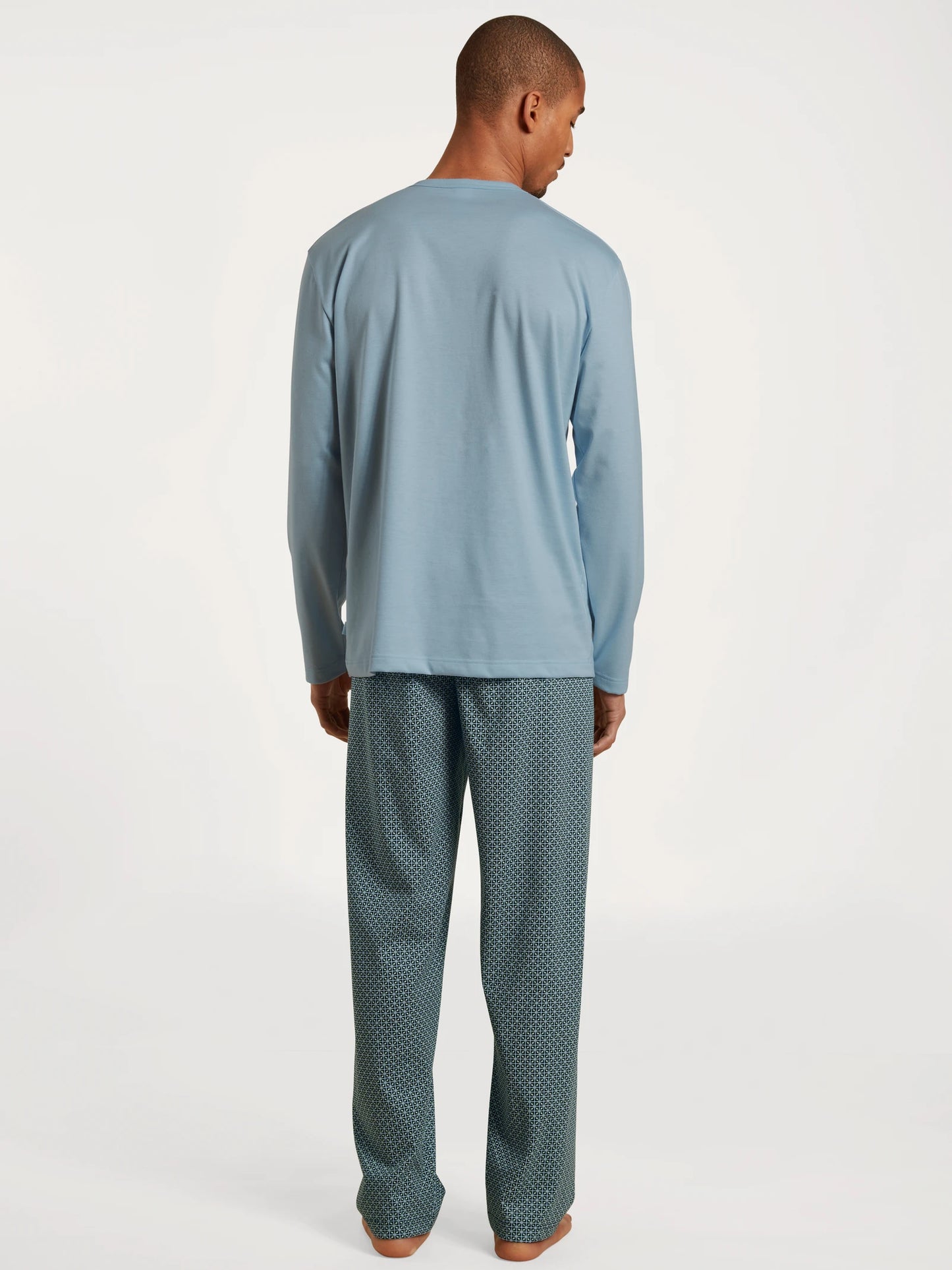 CALIDA Men's Crew Neck Cotton Knit Pajamas Set 44384