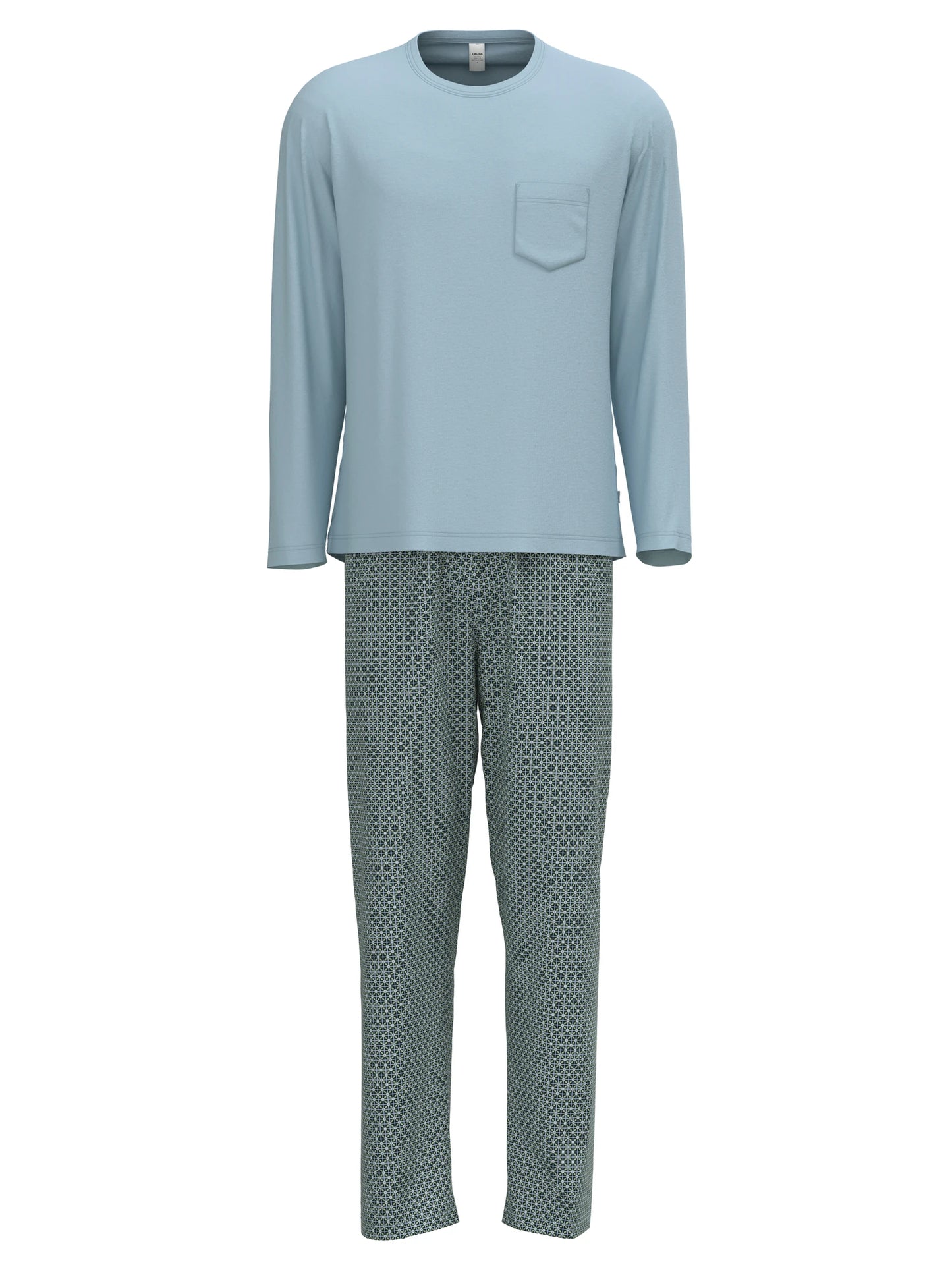 CALIDA Men's Crew Neck Cotton Knit Pajamas Set 44384