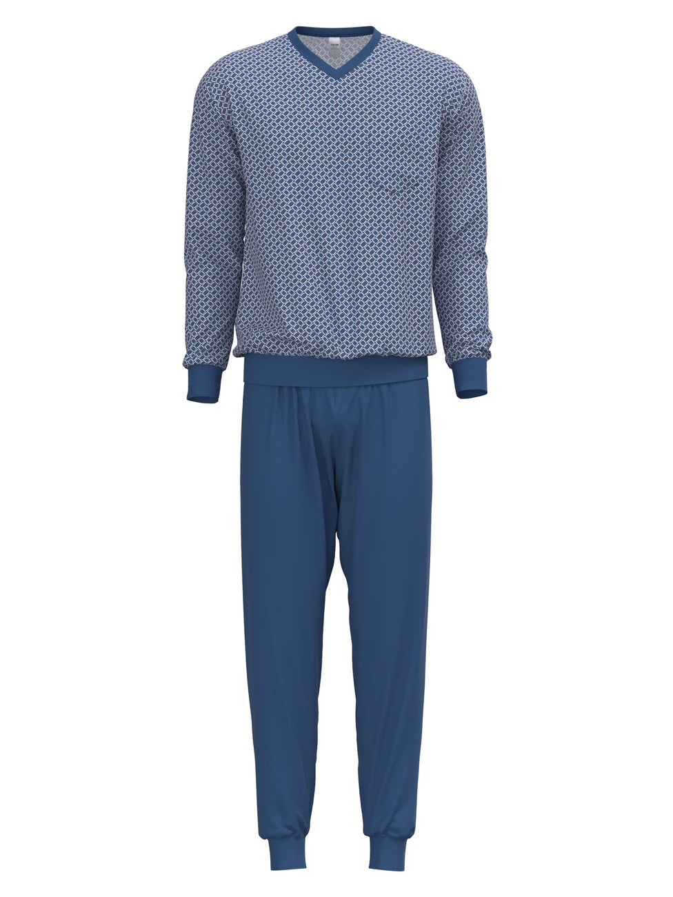 CALIDA Men's V Neck Cotton Knit Cuffs Pajamas Set 43786