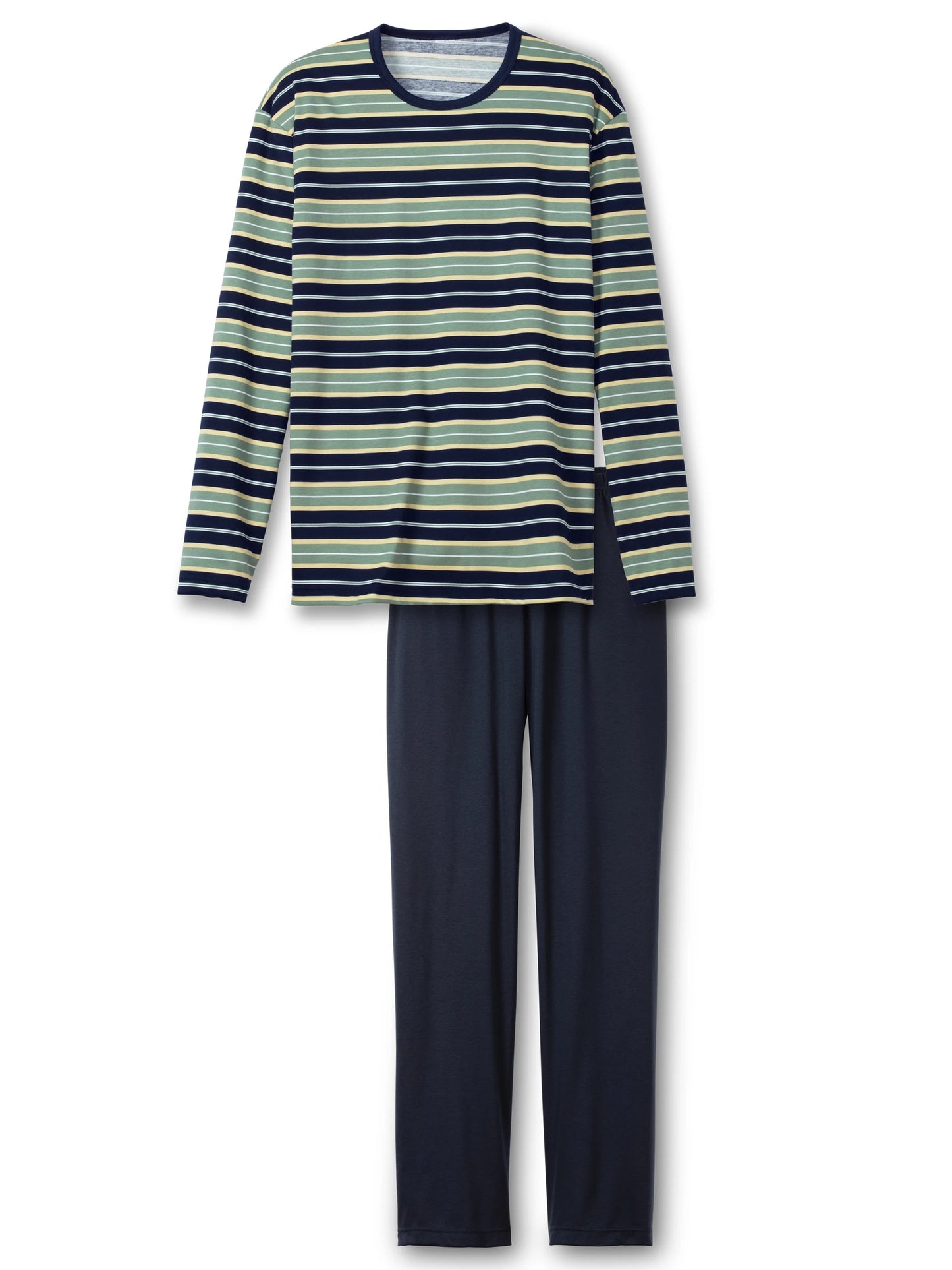 CALIDA Men's Crew Neck Cotton Knit Pajamas Set 43284