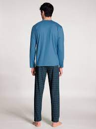 CALIDA Men's V Neck Cotton Knit Pajamas Set 41465