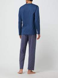 CALIDA Men's V Neck Cotton Knit Pajamas Set 43682